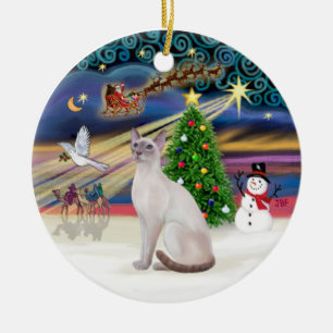 Ornement Rond En Céramique Magie de Noël - Siamois Lilac Point