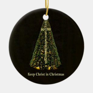 Ornement Rond En Céramique MAINTENEZ LE CHRIST DANS l'ornement de NOËL