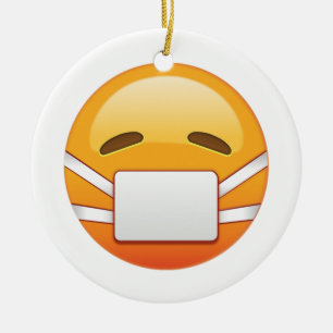 Ornement Rond En Céramique Malade - Emoji