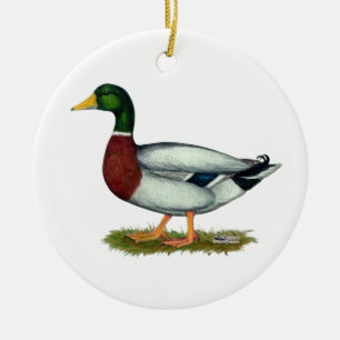 Ornement Rond En Céramique Mallard Duck Drake