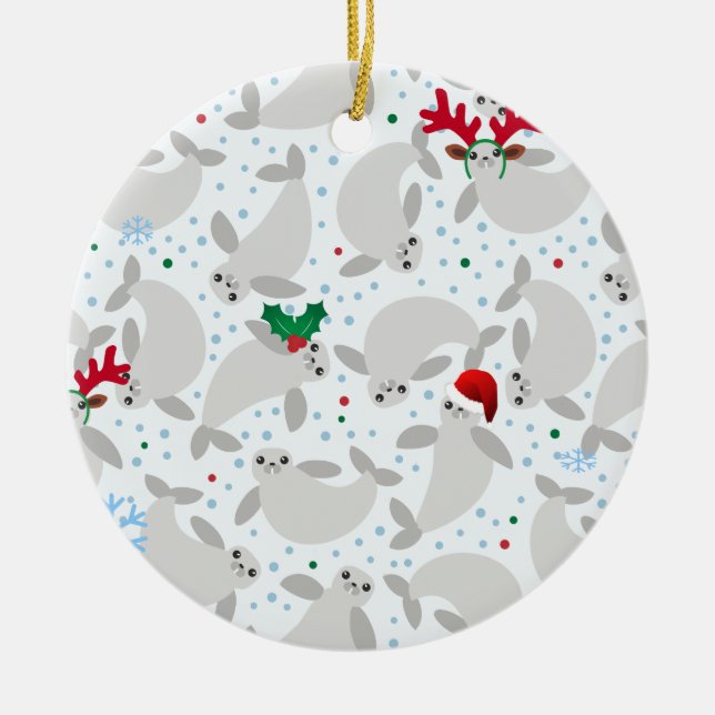 Ornement Rond En Céramique manat de noël (Devant)