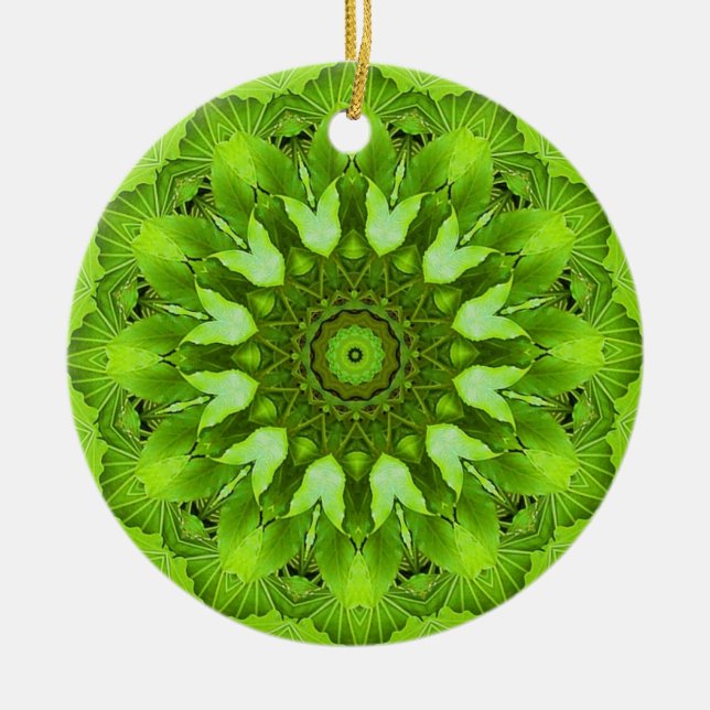 Ornement Rond En Céramique Mandala feuille (Devant)