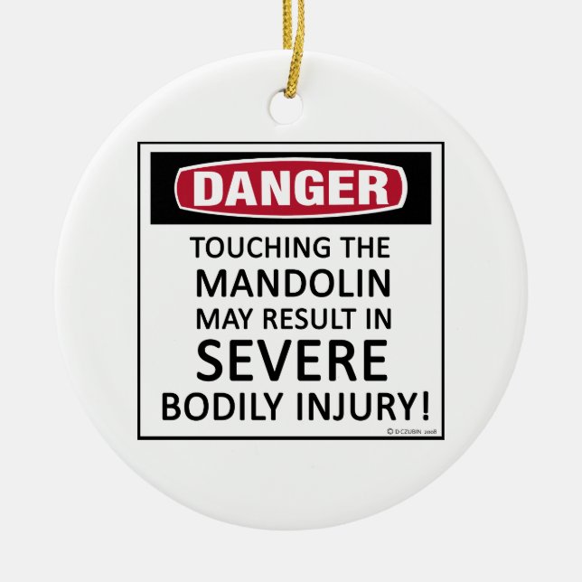 Ornement Rond En Céramique Mandoline de danger (Devant)