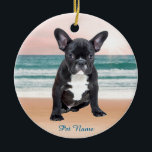 Ornement Rond En Céramique Mare French Bulldog Beach Eau Soleil<br><div class="desc">Mare French Bulldog Beach Eau Soleil</div>