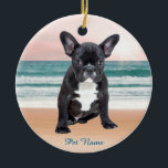 Ornement Rond En Céramique Mare French Bulldog Beach Eau Soleil<br><div class="desc">Mare French Bulldog Beach Eau Soleil</div>