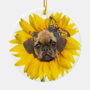 Ornement Rond En Céramique Marguerites d'ange de Puggle