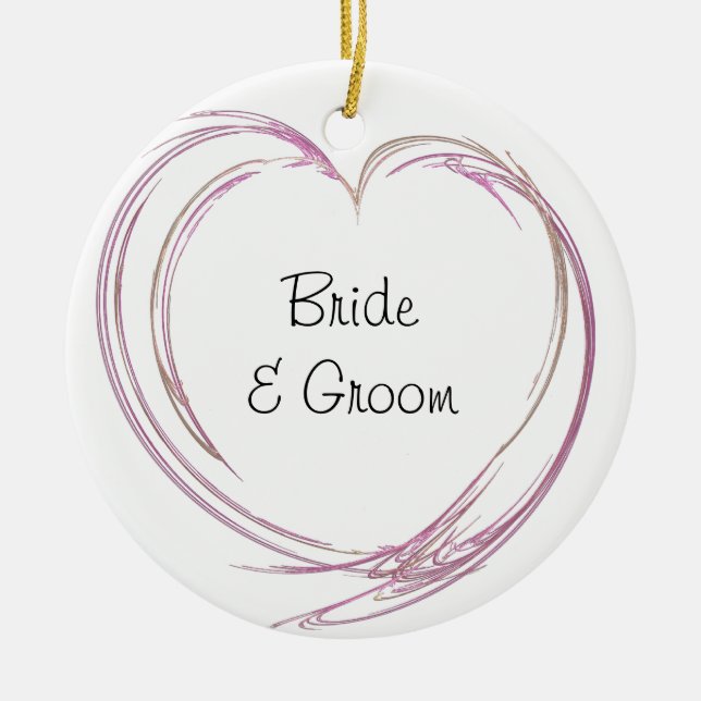 Ornement Rond En Céramique Mariage Abstrait rose (Devant)