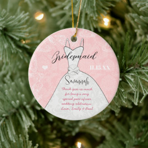 Ornement Rond En Céramique Mariage Gown Bridesmaid Choisir la couleur Arrière