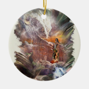 Ornement Rond En Céramique Mariage indien américain Night Vignette