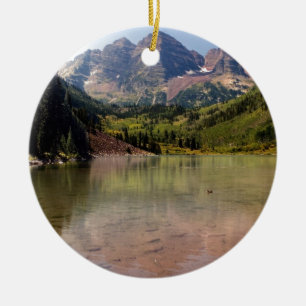 Ornement Rond En Céramique Maroon Bells