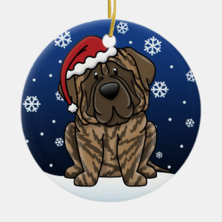 Ornement Rond En Céramique Mastiff Brindle de bande dessinée de Kawaii