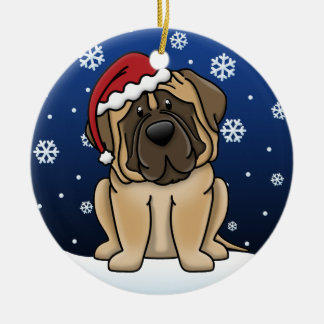 Ornement Rond En Céramique Mastiff de bande dessinée de Kawaii