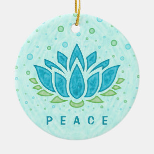 Ornement Rond En Céramique Méditation Yoga Lotus Fleur Zen   Modèle de texte