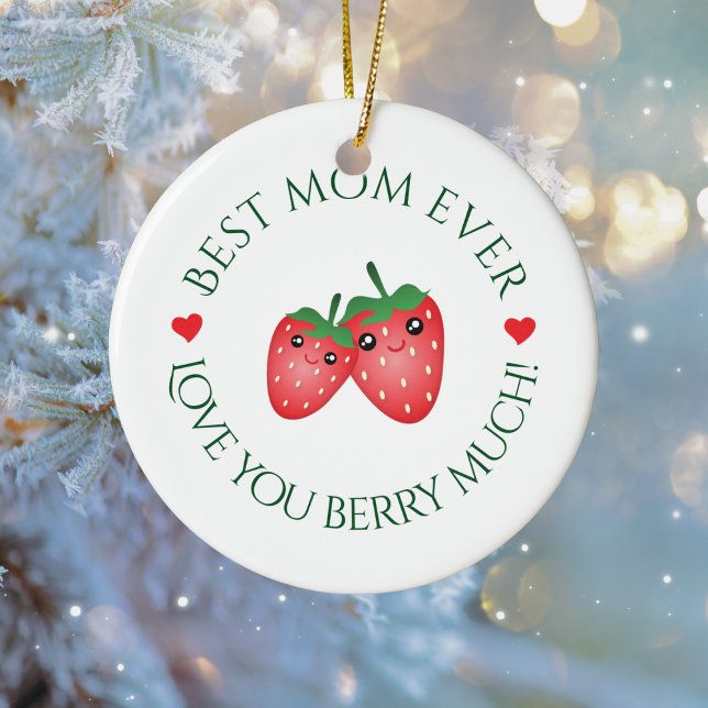 Ornement Rond En Céramique Meilleure Maman Vous Aimez Berry Beaucoup de Noël (Créateur téléchargé)