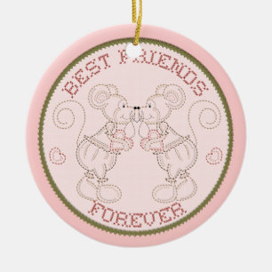 Ornement Rond En Céramique Meilleurs Amis Pour L'Ornement De Souris