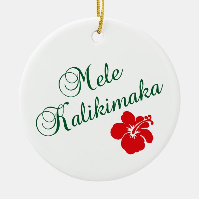 Ornement Rond En Céramique Mele Kalikimaka (Devant)