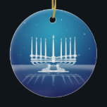 Ornement Rond En Céramique Menorah illuminé par les étoiles II<br><div class="desc">Illustrations originales par Thedustyphoenix. http://www.thedustyphoenix.com</div>