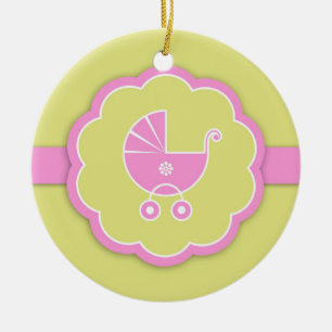 Ornement Rond En Céramique Merci Baby shower rose Favoriser l'ornement