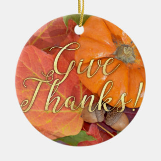 Ornement Rond En Céramique Merci Typographie Script Automne Thanksgiving
