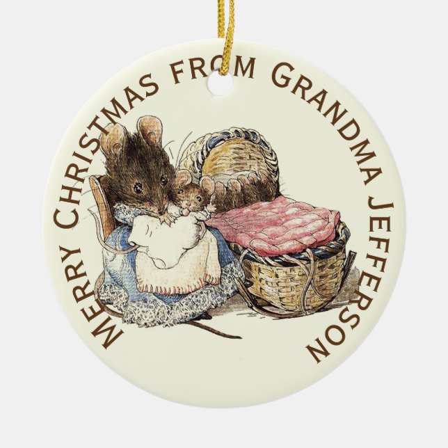 Ornement Rond En Céramique Mère et enfant nouveau-né Personnalisé (Devant)