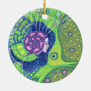 Ornement Rond En Céramique Mermaid & fish, underwater fantasy, nautical art