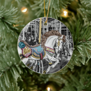 Ornement Rond En Céramique Merry Go Round Carousel