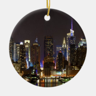 Ornement Rond En Céramique Midtown Manhattan comme vu de Weehawken NJ