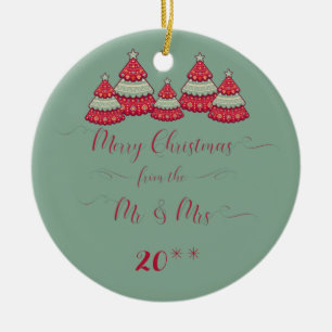 Ornement Rond En Céramique Mignon notre premier Noël ornementent ensemble