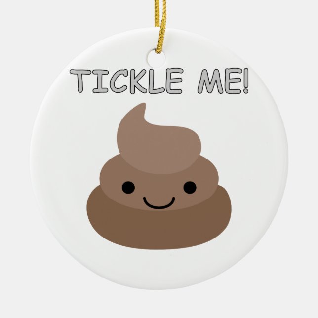 Ornement Rond En Céramique Mignonne Tickme Poop Emoji (Devant)