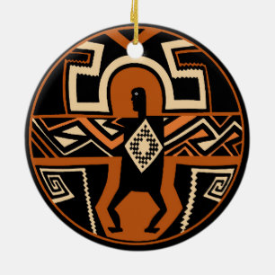 Ornement Rond En Céramique Mimbres Warrior