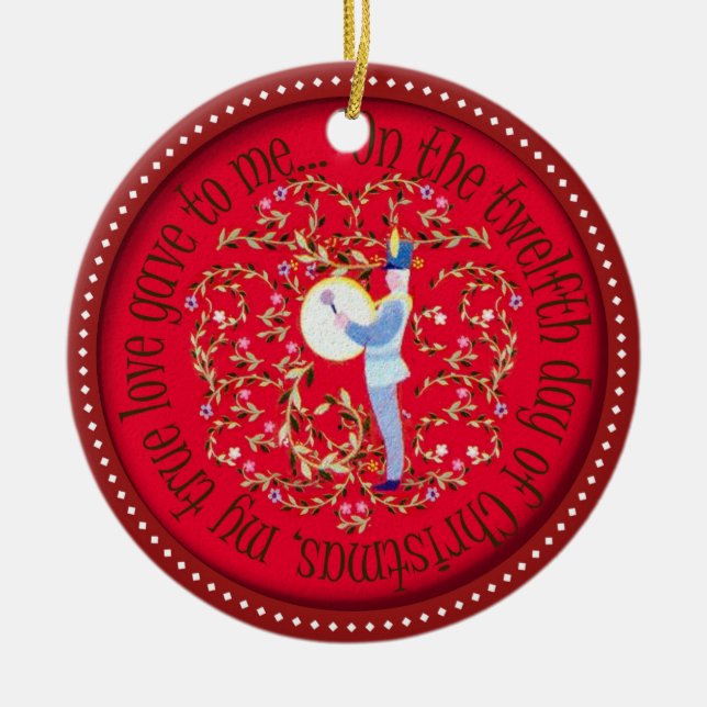 Ornement Rond En Céramique Mise en tambour de douze batteurs (Devant)