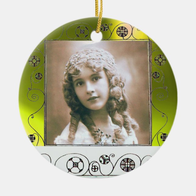 Ornement Rond En Céramique MODÈLE PHOTO MAGIQUE SWIRLS, Topaz Jaune (Devant)