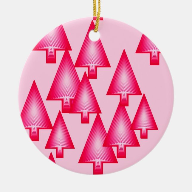 Ornement Rond En Céramique Modern metallic Christmas trees - fuchsia pink (Devant)