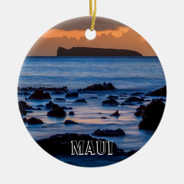 Ornement Rond En Céramique Molokini de Maui (Devant)