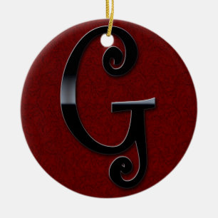 Ornement Rond En Céramique Monogramme noir de lustre - G