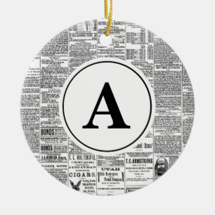 Ornement Rond En Céramique Monogramme Vintage du journal antique