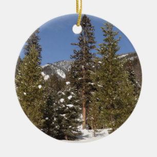 Ornement Rond En Céramique Montana Mountain Trails in Winter Landcape Photo