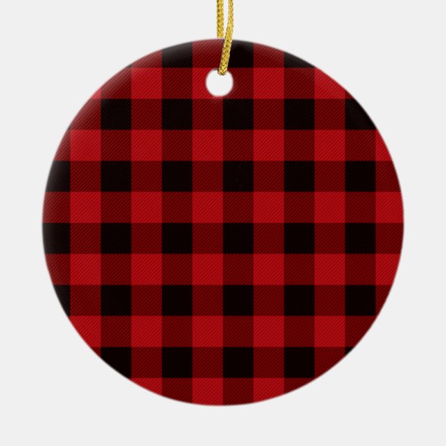 Ornement Rond En Céramique Motif classique rouge et noir (Devant)