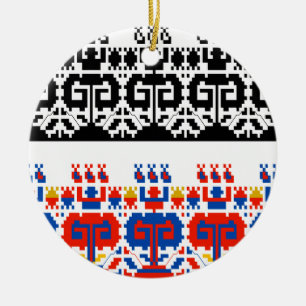 Ornement Rond En Céramique Motif d'art populaire bulgare