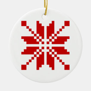 Ornement Rond En Céramique Motif de Noël Flocon de neige de Noël