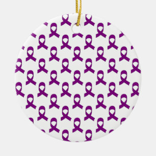 Ornement Rond En Céramique Motif de ruban violet