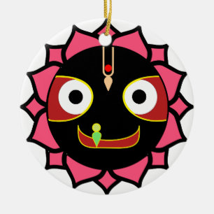 Ornement Rond En Céramique Motif indien de Krishna d'amusement