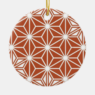 Ornement Rond En Céramique Motif japonais Asanoha - terre cuite