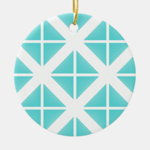 Ornement Rond En Céramique Motif Triangle tendance Turquoise