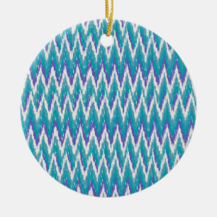 Ornement Rond En Céramique motif turquoise et Amethyst iKat ZigZag