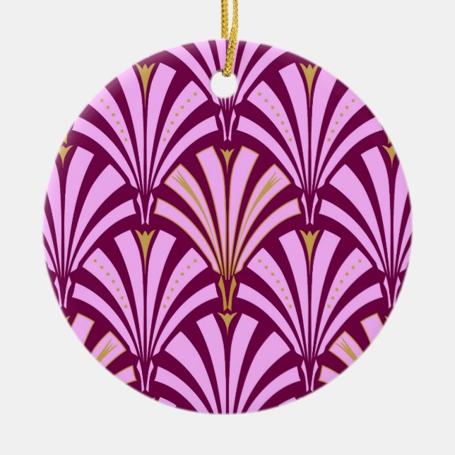 Ornement Rond En Céramique Motif ventilateur Art déco - orchidée et violet (Devant)