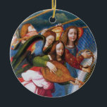ORNEMENT ROND EN CÉRAMIQUE MUSICAL ANGELS FROM THE CORONATION OF THE VIRGIN<br><div class="desc">Angels making music from a painting by the Italian Renaissance master Ridolfo Ghirlandaio,  Detail of the Coronation of the Virgin.1483-1561 .</div>