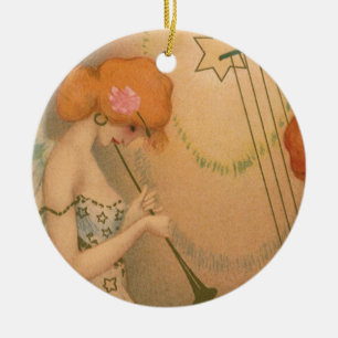 Ornement Rond En Céramique Musique Vintage Anges Musiciens Victoriens Flûte H