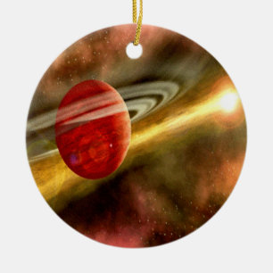 Ornement Rond En Céramique Naissance de Saturn