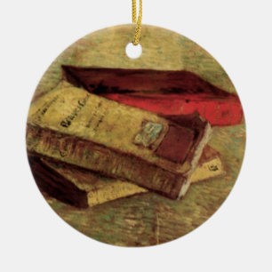 Ornement Rond En Céramique Nature morte avec trois livres par Vincent van Gog